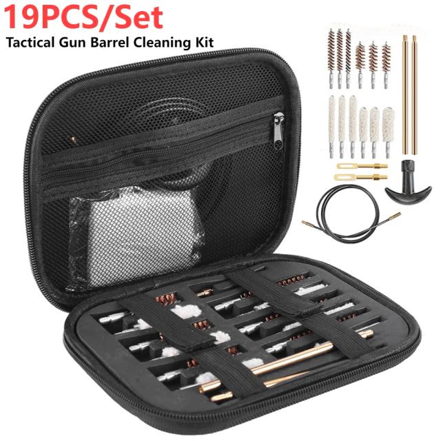 Kit de Limpeza Tático com 19 Peças para Rifles e Pistolas Calibres .22, .38, 9mm, .40 e .45