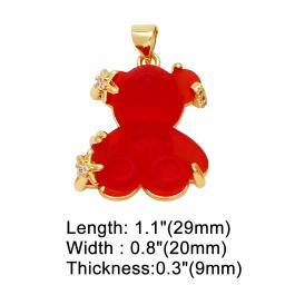 OCESRIO-Multicolor Resina Urso Pingente para Colar, Cobre, Banhado A Ouro, Crystal Star, Animal Bonito, Jóias Fazendo Suprimentos, pdtb402 - Image 6
