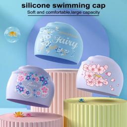 Chapéu de gorro de natação impermeável de silicone para homens e mulheres, tampas elásticas antiderrapantes, cor gradiente, acessórios de natação - Image 2