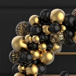117 pçs preto balão guirlanda arco kit metálico ouro confetes balões para festa de aniversário casamento graduação decoração do chuveiro do bebê - Image 3