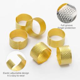 Dedal ajustável para bordado acolchoado, protetor de dedo dourado e prateado, anéis artesanais de cobre, ferramentas de costura DIY - Image 4