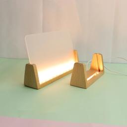 Led base de madeira suporte de exibição em forma de u quadro arte luzes exibir pedestal luz quente suporte de lâmpada com cabo usb fácil de usar - Image 3