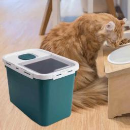 Recipiente de armazenamento de alimentos para animais de estimação tratar arroz bin armazenamento de alimentos secos à prova de umidade gato filhote de cachorro comida bin com tampa de bloqueio frascos para animais de estimação - Image 4