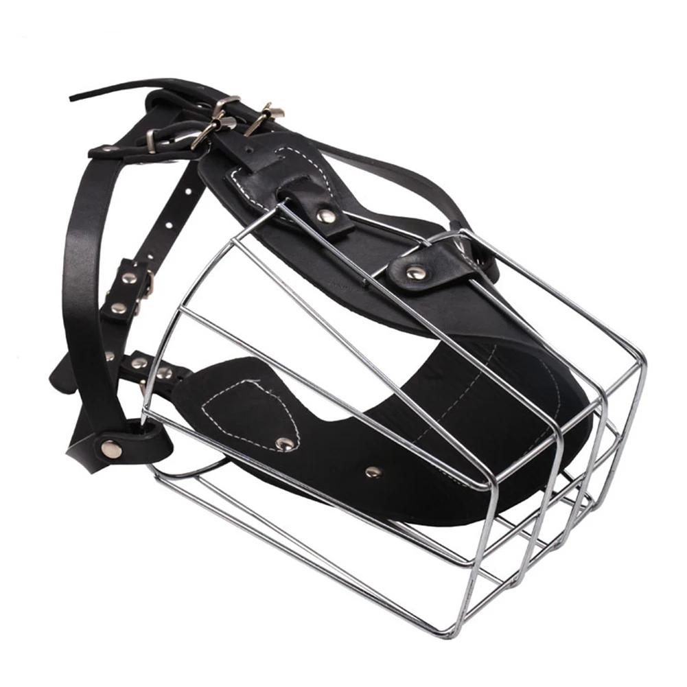 Cesta de metal ajustável para o cão, focinho do cão respirável, chumbo de couro, Anti mordida, Anti latido, gaiola de cesta de arame - Image 1