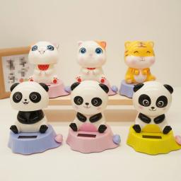 8 bobbleheads solares, formas de gato panda animal dos desenhos animados decorações de carro, acessórios interiores criativos, presentes de decoração - Image 2