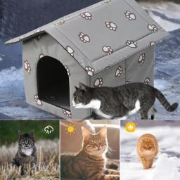Outdoor Garden Pet House, Waterproof Cat Shelter, Cama de pano Oxford, Cama de sono profundo, Cachorro, Caverna do gatinho, Inverno - Image 2