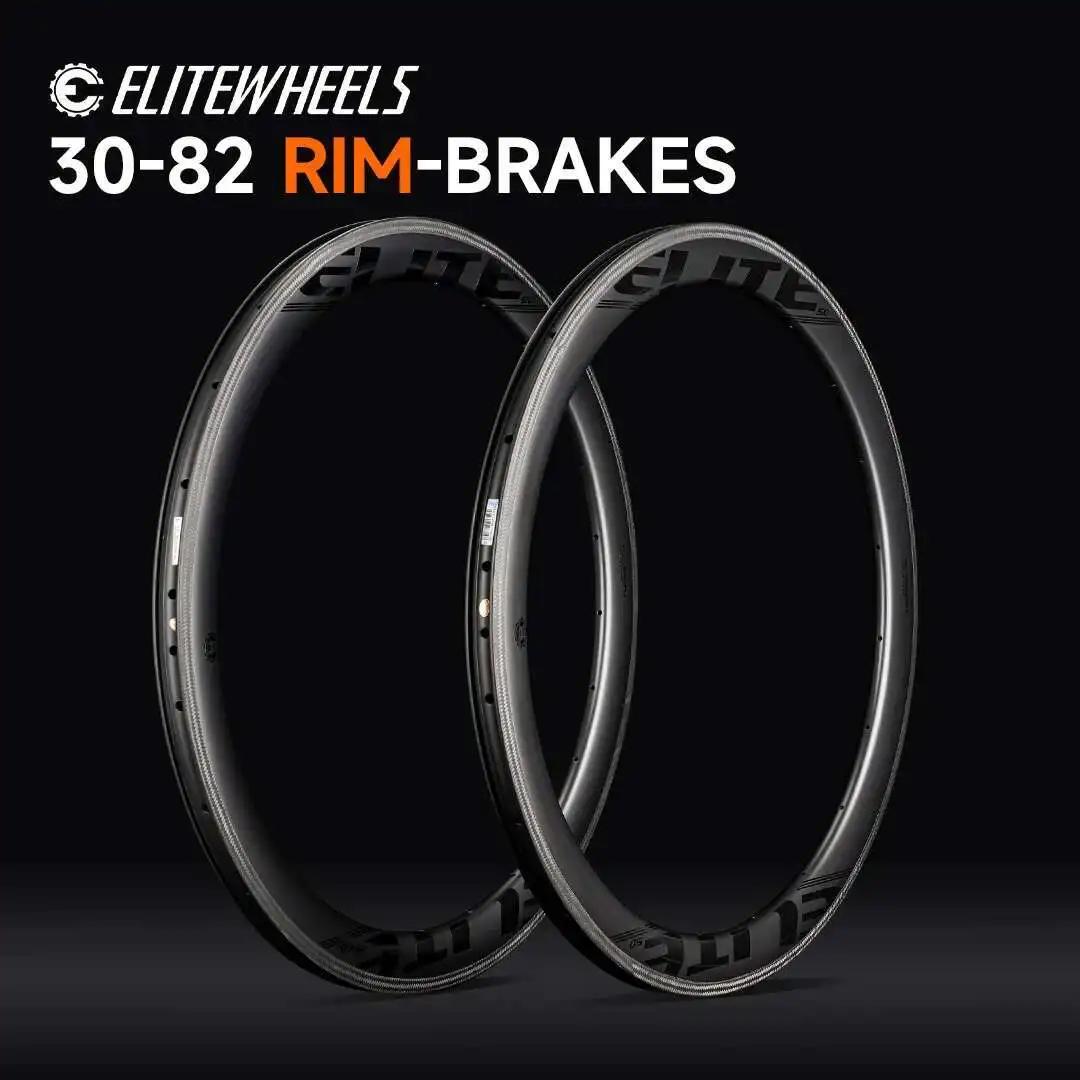 ELITEWHEELS 700c Aro de Carbono Clincher Tubeless V Freio Para Bicicleta Ciclismo 30mm/38mm/50mm/55mm/60mm/82mm - Image 1
