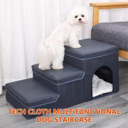 Escadas do cão dobrável escadas de armazenamento para animais de estimação 3 passos escadas cama para pequeno cão gato filhote de cachorro pet escada de brinquedo para animais de estimação caixa de armazenamento de alimentos suprimentos - Image 1