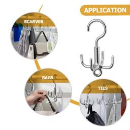 1/2 pçs multifuncional rotativo roupas gancho perfurador livre 4 garras rotação cabide cinto organizador cachecol rack de armazenamento guarda-roupa - Image 2