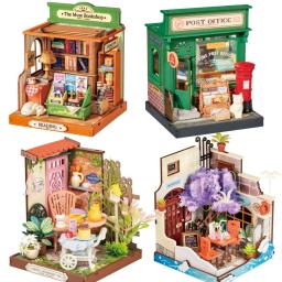 Robotime-Rolife DIY Miniature House, Kit Tea Yard, Muse Livraria, KitCentury Postoffice Kit, Sea Holiday Restaurante para Adulto - Image 1