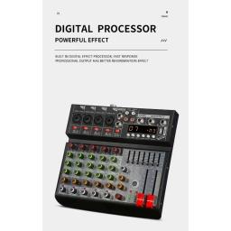 Studio Audio Mixer com USB, entrada estéreo de 6 canais, DJ Sound Controller para Karaoke Music, Interface Mixing Board, PC, 2 canais - Image 5
