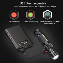 Ultra brilhante USB recarregável lanterna LED, acampamento ao ar livre, trabalhando, iluminação de emergência, luz tática, 2000LM - Image 5