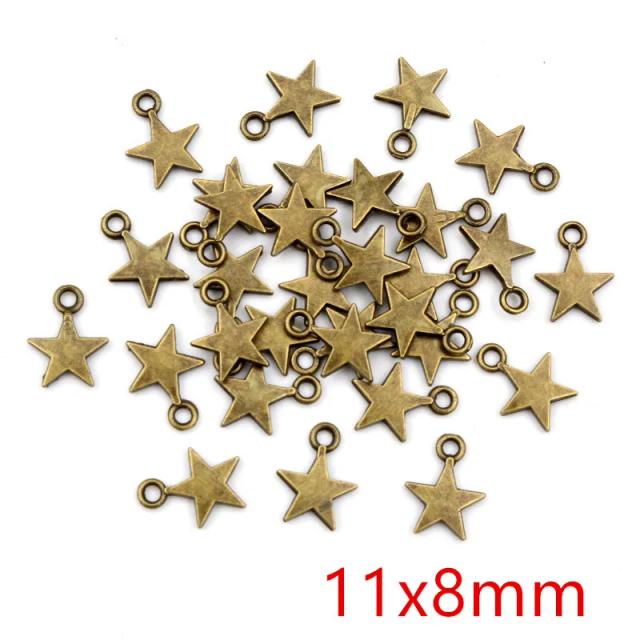 Pendente Estrela de Bronze Antigo - 100 Peças em Liga de Zinco para Jóias DIY, Colares e Pulseiras