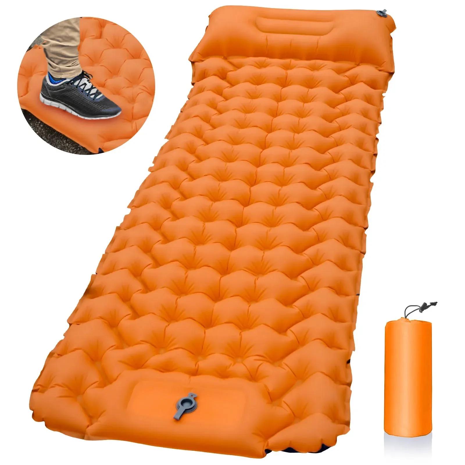 Almofada de dormir ao ar livre acampamento colchão inflável com travesseiros esteira de viagem cama dobrável ultraleve almofada de ar caminhadas trekking - Image 1