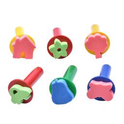 Conjunto de pincéis de esponja para pintura, carimbos para crianças e estudante, carimbo de tinta, ferramentas de desenho, padrão aleatório e cor, 6pcs - Image 2