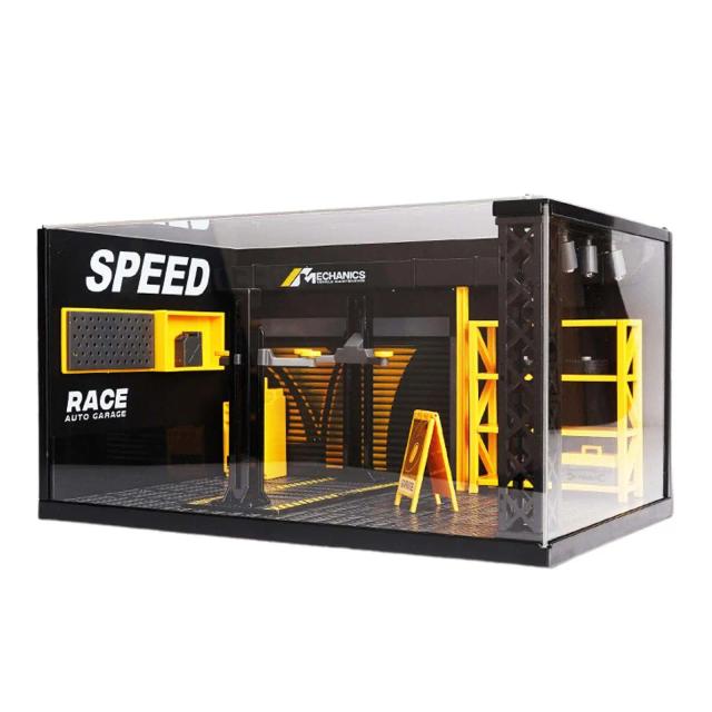 Diorama DIY de Garagem para Carros 1:24 - Cena de Construção e Oficina para Decoração de Casa