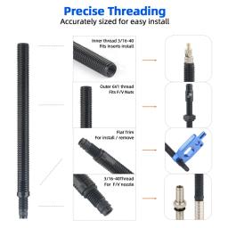 Extensor de válvula presta de bicicleta, aro de carbono de estrada, adaptador de inflação de tubo f/v, tubo de extensão de 45/80mm para bico com inserções destacáveis - Image 4