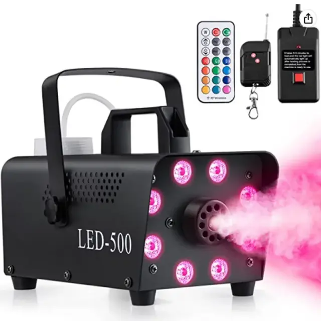 Máquina de Nevoeiro com Controle Remoto e Luzes RGB LED 3 em 1 para Festas, Shows e Eventos - 500W