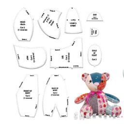 Régua Acrílica Transparente Template para Cortar Tecido, Memory Bear Tools, Modelos De Costura, Acessórios De Roupas, Prático - Image 2