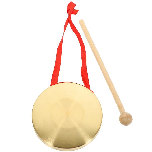 Gongos de Bronze Artesanais para Igreja - Instrumentos de Percussão com Martelo Redondo Chinês de Cobre Criativo (10cm)