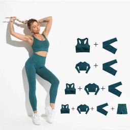 2021 sem costura conjunto de yoga esporte feminino conjunto roupas de treino para as mulheres roupa esportiva roupa de ginástica terno ropa deportiva mujer - Image 1