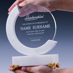 Troféu De Mármore Branco, Prêmio Personalizado, Troféu De Cristal De Madeira, Criativo, Honra High-End, Cartão De Autorização, Troféu Redondo - Image 3