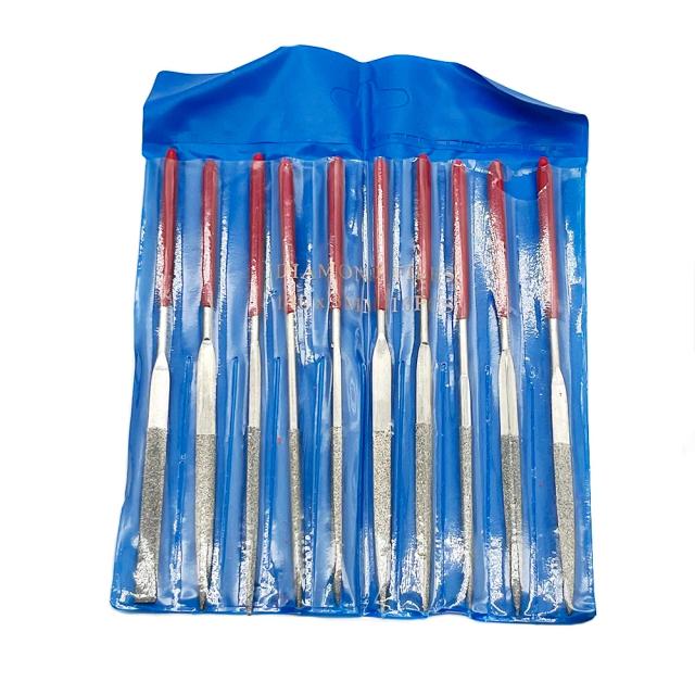 Sennan 10 pçs conjunto de arquivo de agulha de diamante 3x140mm mini kit de arquivo de agulha para pedra vidro metal escultura artesanato ferramentas manuais conjunto de arquivo de agulha