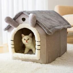 Cama dobrável para dormir, Cama de dormir macia, Removível e lavável, Ninho de cachorro, Ninho de gato semi-fechado, Pet Products - Image 1