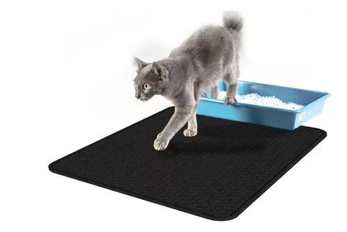 Tapete Dobrável para Gatos, Protetor de Piso à Prova d'Água, Almofadas para Animais de Estimação, 100x68cm, Preta