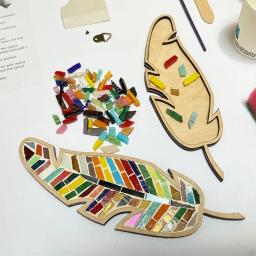 Criativo DIY artesanato manchado, kit de mosaico, pena brilhante, artesanato artesanal para amantes, adultos e crianças - Image 4