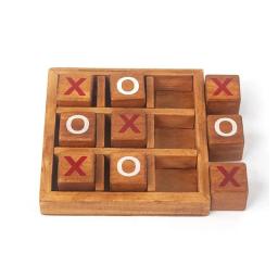 Tic tac toe de madeira clássico mesa estratégia jogos de tabuleiro cérebro teasers diversão lógica desafios família presentes viagem para crianças adultos - Image 3