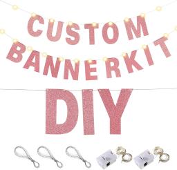 Kit Glitter Banner personalizado para festa de aniversário, DIY, ouro rosa, letras personalizadas, decoração do chuveiro do bebê, festa nupcial, 112pcs - Image 3