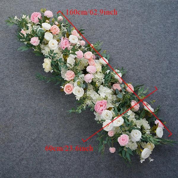 Arranjo Floral de Luxo com Fundo de Flores Artificiais para Casamento e Decoração de Palco em Branco Puro