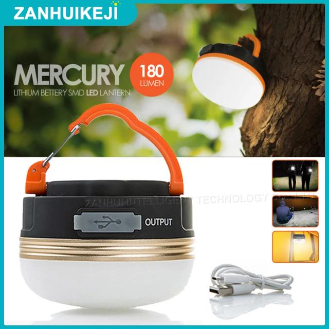 Lanterna de Acampamento USB Recarregável com Ímã - Luz LED Portátil para Emergências e Campismo em 3 Modos