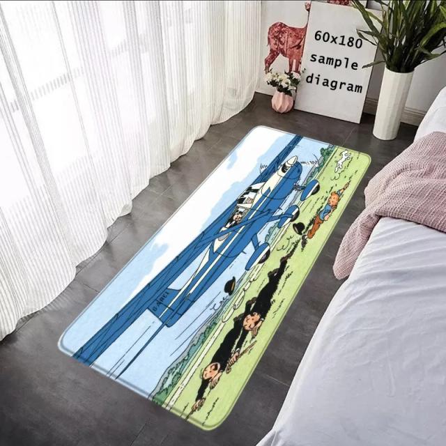 Capacho Bem-vindo Tintins Adventures: Tapete Versátil para Sala, Cozinha, Carro e Pets, Ideal para Casamento e Decoração da Casa