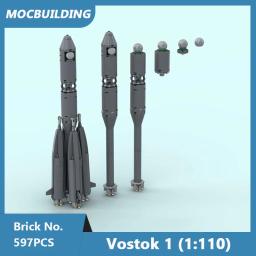 MOC-Blocos de Construção de Foguetes, Cápsula Vostok 1, Foguete e Agrica, Tijolos Montados, Brinquedos de Natal, Presentes, 1:110 - Image 3
