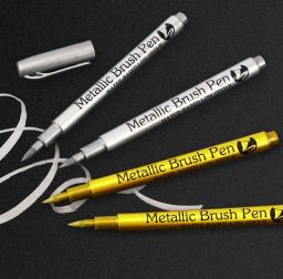 Metálico impermeável permanente pintura marcador canetas, ouro prata cor escova, DIY resina epóxi molde, artesanato desenho caneta, estudante marcador - Image 1