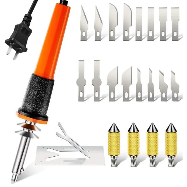 Conjunto de Faca Elétrica com Cortador a Calor e Estêncil para Tecidos e Plásticos Finos - Ideal para Projetos DIY e Artesanato
