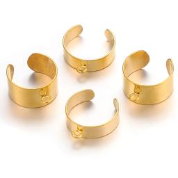 Anéis Abertos Ajustáveis para Fazer Jóias, Aço Inoxidável, Banhado a Ouro, Configurações do Anel de Salto, Craft Tassel Suprimentos, 10 Pçs/lote - Image 2