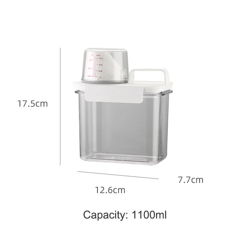 Recipiente De Armazenamento De Alimentos Pet Hermético, Frasco De Cereal De Plástico com Copo De Medição, Dispensador De Detergente Em Pó De Lavanderia, Caixa De Armazenamento - Image 1