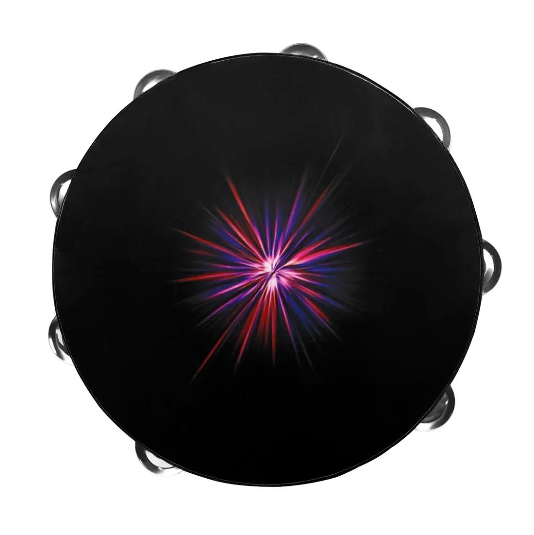 Tambourine mão Bell bateria dupla, aço inoxidável Bell Piece, percussão Orff, instrumentos musicais, presentes infantis, 10" - Image 1
