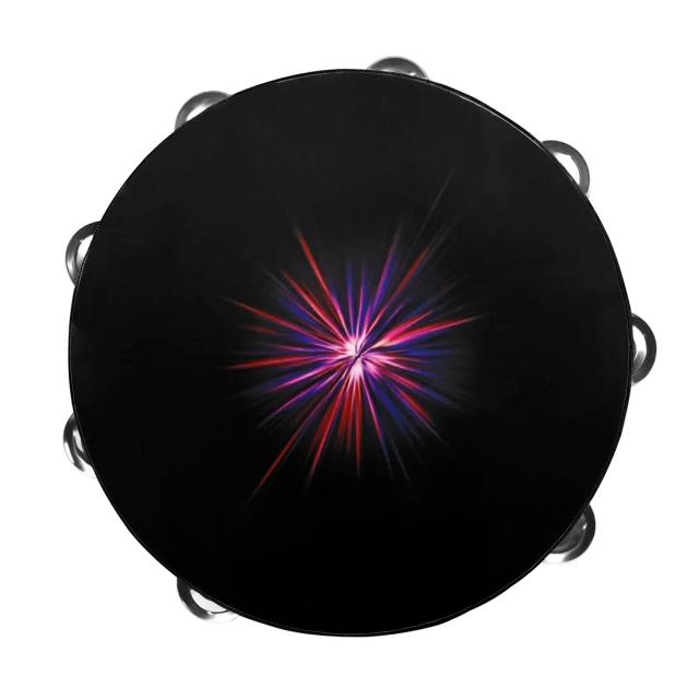 Tambourine de Mão com Campana Dupla em Aço Inoxidável - Instrumento de Percussão Orff para Crianças, Presente Ideal de 10"