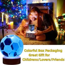 3D Futebol Bola de Cristal Night Light, Lifelike Lâmpada, 16 Cores, Mudando com Dimmable Controle Remoto, Futebol Lâmpada Presente, 6cm - Image 5