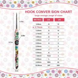 Caju flor alumínio Crochet ganchos Kit, Crochet agulhas com saco, ergonômico tricô Crochet conjunto, 2.25-10.0mm, 14Pcs, Novo - Image 6