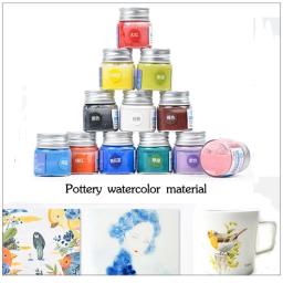 Tinta aquarela de cerâmica para arte DIY, ferramentas de pintura underglaze, pintura à mão profissional, segura, não tóxica, 12 cores, opcional, 25g - Image 1