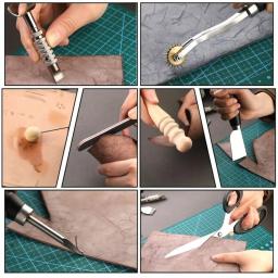 Kit De Ferramentas De Trabalho De Couro Com Saco De Armazenamento, Ferramentas De Escultura De Couro, Artesanato Para Perfuração De Corte - Image 4