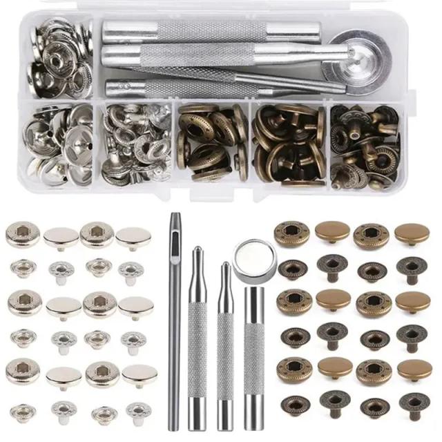 Kit Completo de Ferramentas para Artesanato em Couro: Botões de Metal, Fixadores, Perfuração, Escultura e Costura DIY