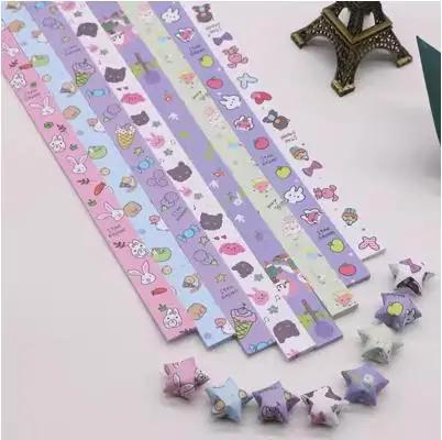 Tiras de papel coloridas para decoração de casa, dobramento, origami, desenhos animados, estrelas, sorte, mão, arte, fazer, 130 folhas - Image 1