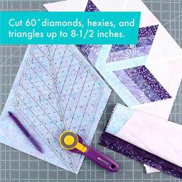 Régua diamante para corte de tecido, Quilting Tool, Template and Stencil, 60 Graus, 1Pc - Image 2
