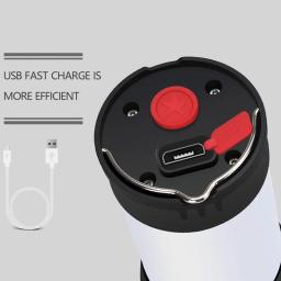 USB lanternas portáteis recarregáveis com ímã, lanterna de acampamento LED ao ar livre, lanterna impermeável, luz vermelha branca, IPX-4, 380LM - Image 4